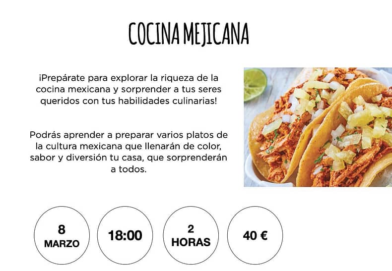 horario de taller cocina mejicana